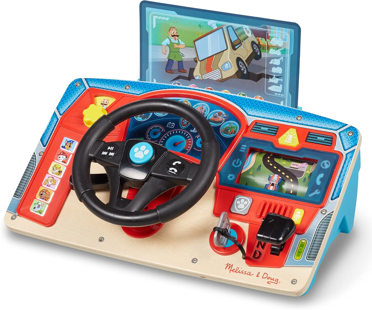 Melissa & Doug - Paw Patrol Wooden Dashboard and Steering Wheel, Used Very good, Open scruffy box