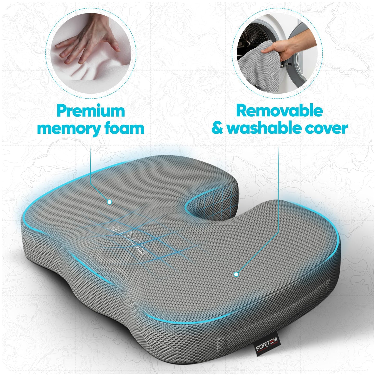 FORTEM Seat Cushion, Office Chair Cushion, Memory Foam Pillow for Sitting