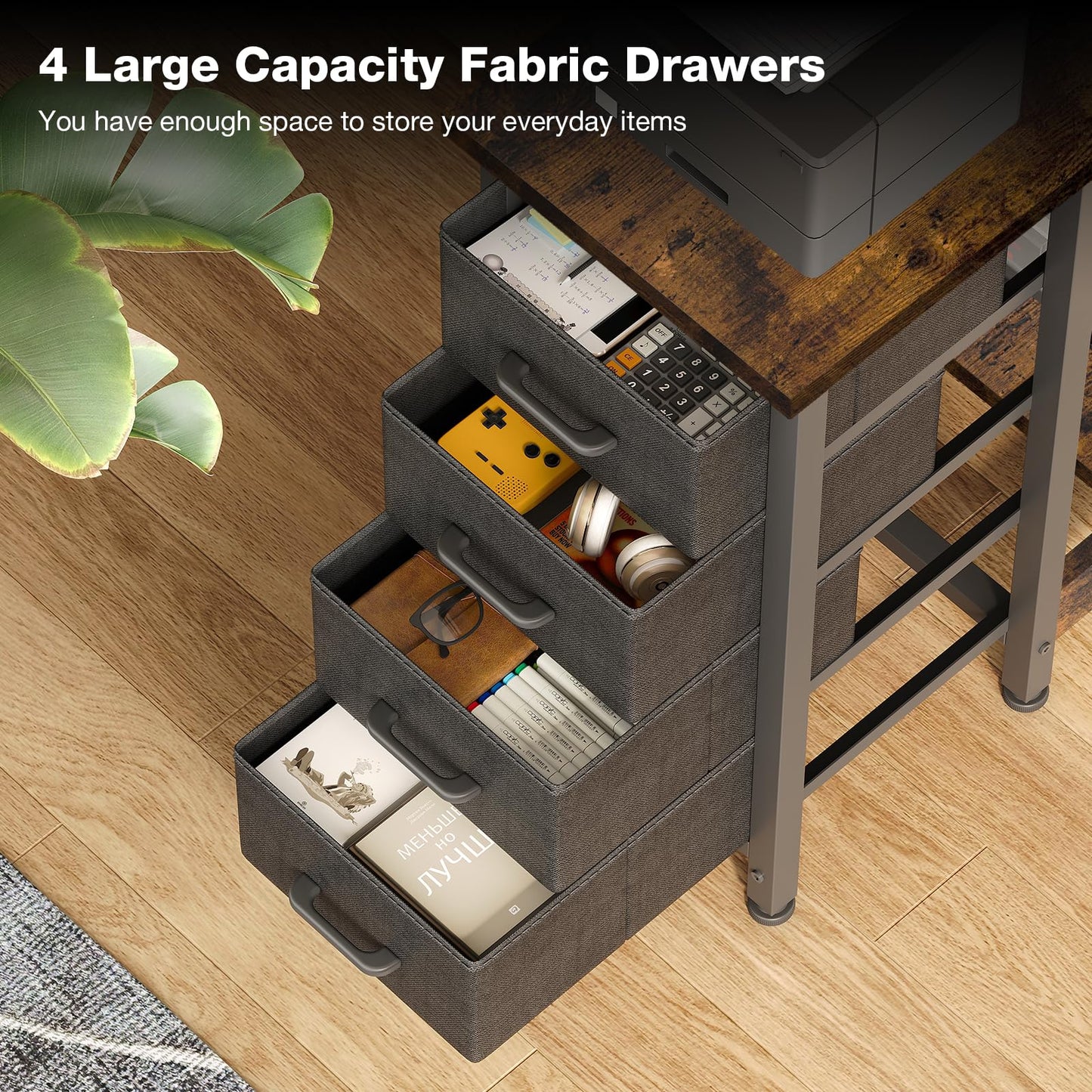 Coleshome Small Corner Desk with Drawers for Home Office, 120x70 cm, Brown