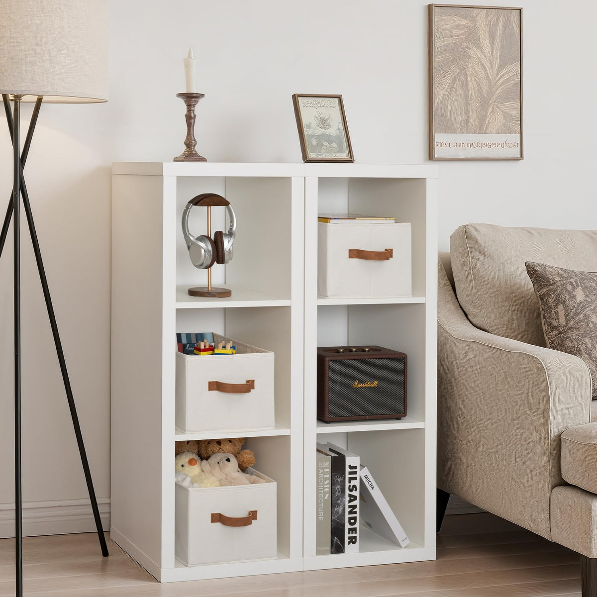 StorageWorks Storage Baskets for Shelves, Foldable Storage Boxes with Handles, Clothes Storage Boxes, Shelf Baskets for Towel