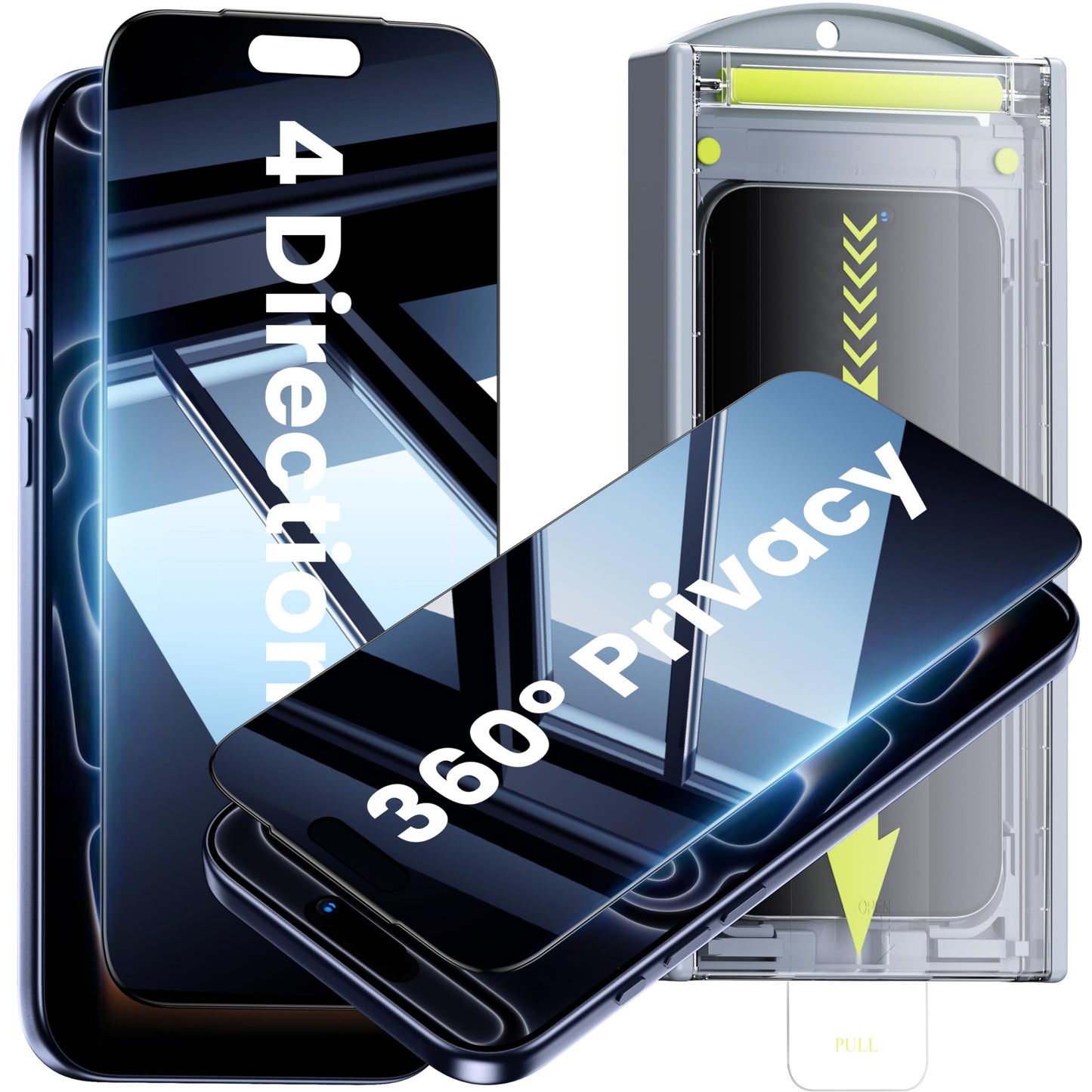 WSKEN for iPhone 17 Pro Max Privacy Screen Protector - [360?Anti Spy][Auto Dust-Elimination]Case Friendly Tempered Glass 9H+ Hardness Easy
