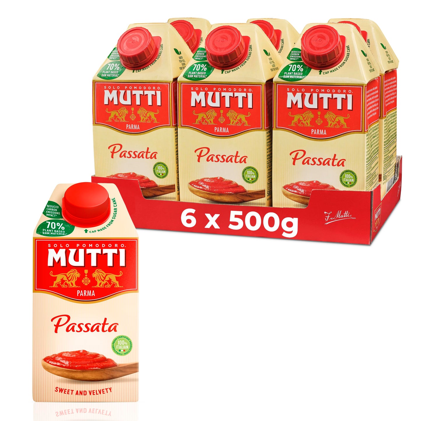 Mutti ? Passata, Sieved Tomatoes, 500g, (Pack of 6)