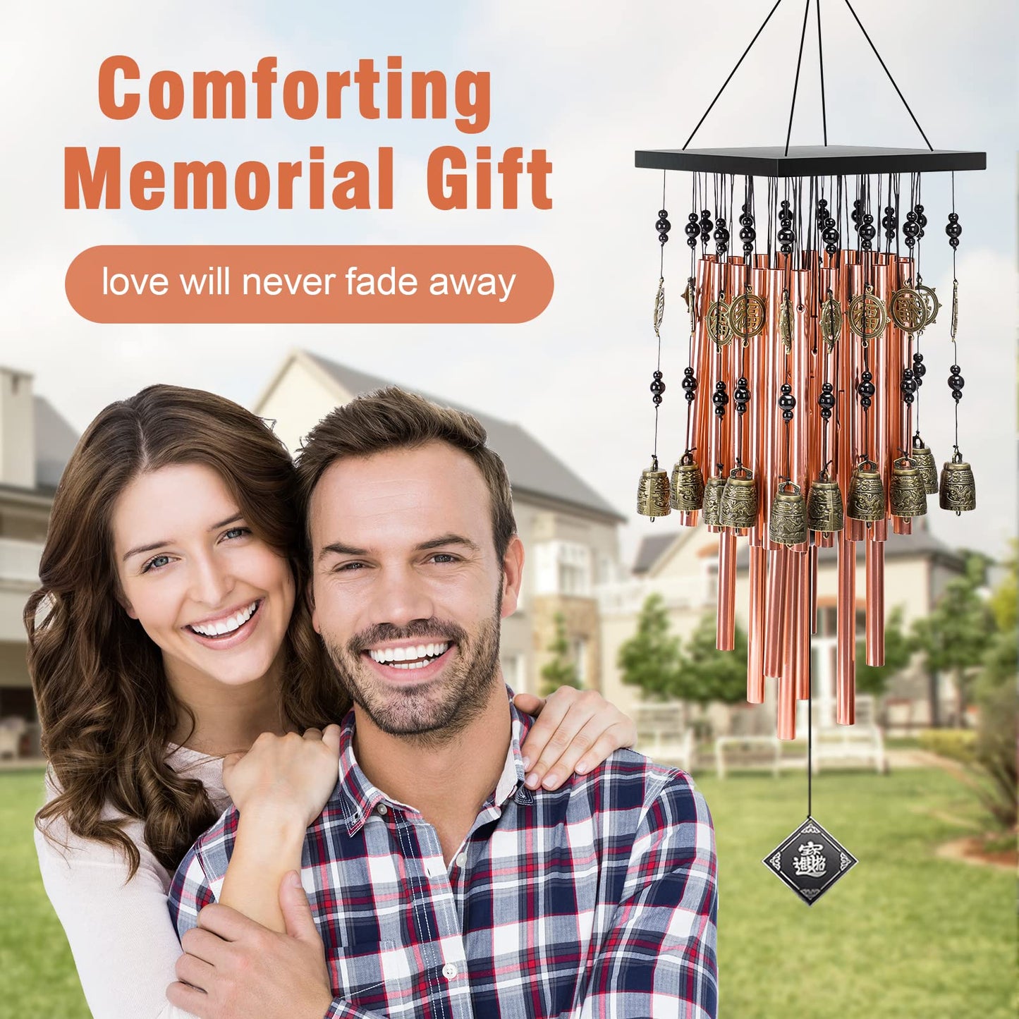 YLYYCC Wind Chimes for Outside,30"Memorial Wind Chimes with 28 pieces Tubes and 16 Copper Bell for Garden, Patio,Window Hanging Decoration, Bronze