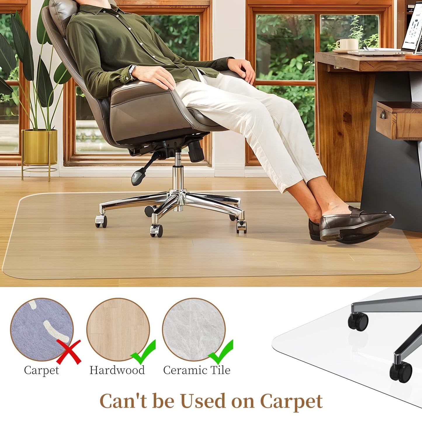 MESHDO Office Chair Mat for Hardwood Floor, 90 X 120 X 0.17cm Desk Chair Mat for Hard Floors, PVC Clear Floor Protector for Home and Office Floor Mat