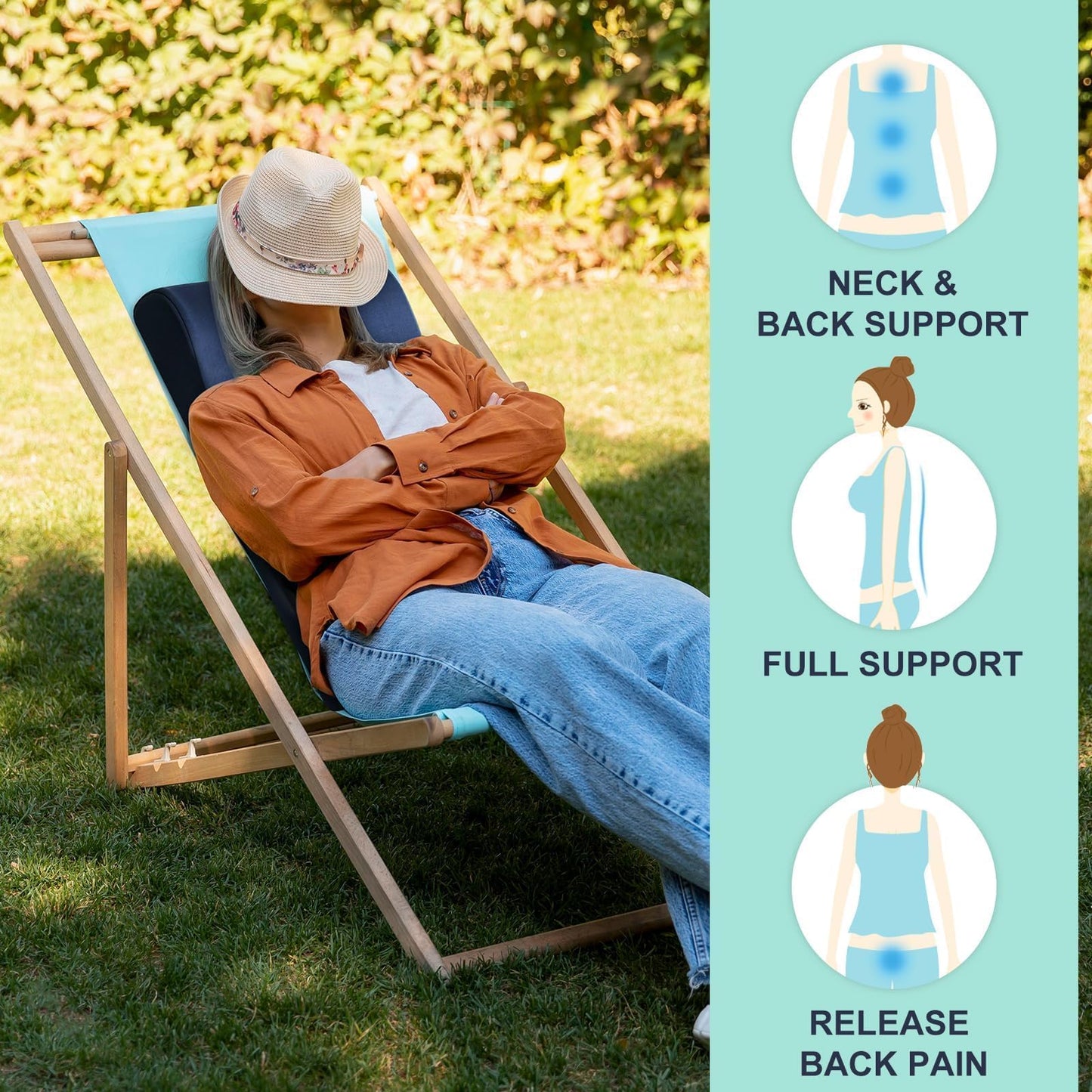 HAVARGO 2-in-1 Neck Pillow Lumbar Support Pillow for Recliner Couch - High-Density Foam Cushion Ergonomic Back Support for High-Back Rocking Chairs