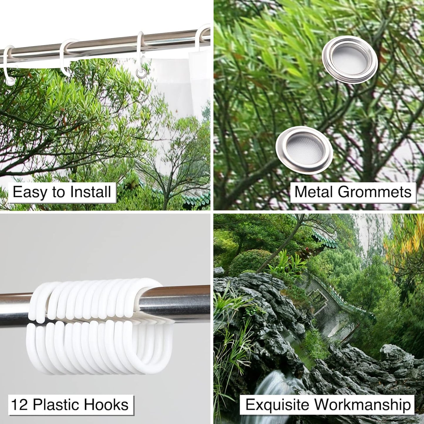 Simpomsy Japanese Shower Curtain Garden Shower Curtain Outdoor Pattern Bathroom Curtain Scenic Shower Curtains Garden Waterproof Polyester Fabric