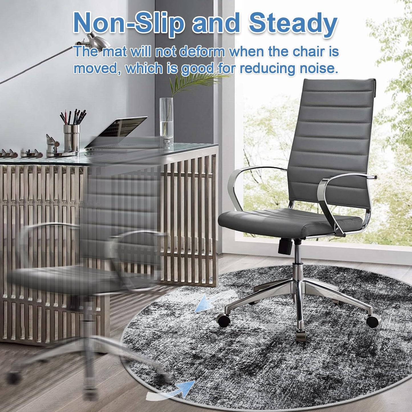 Capslpad Office Chair Mats for Hardwood Floor ø120cm Round Non-Slip Modern Abstract Home Multi Purpose Chair Mat Low Pile Floor Protector Chair