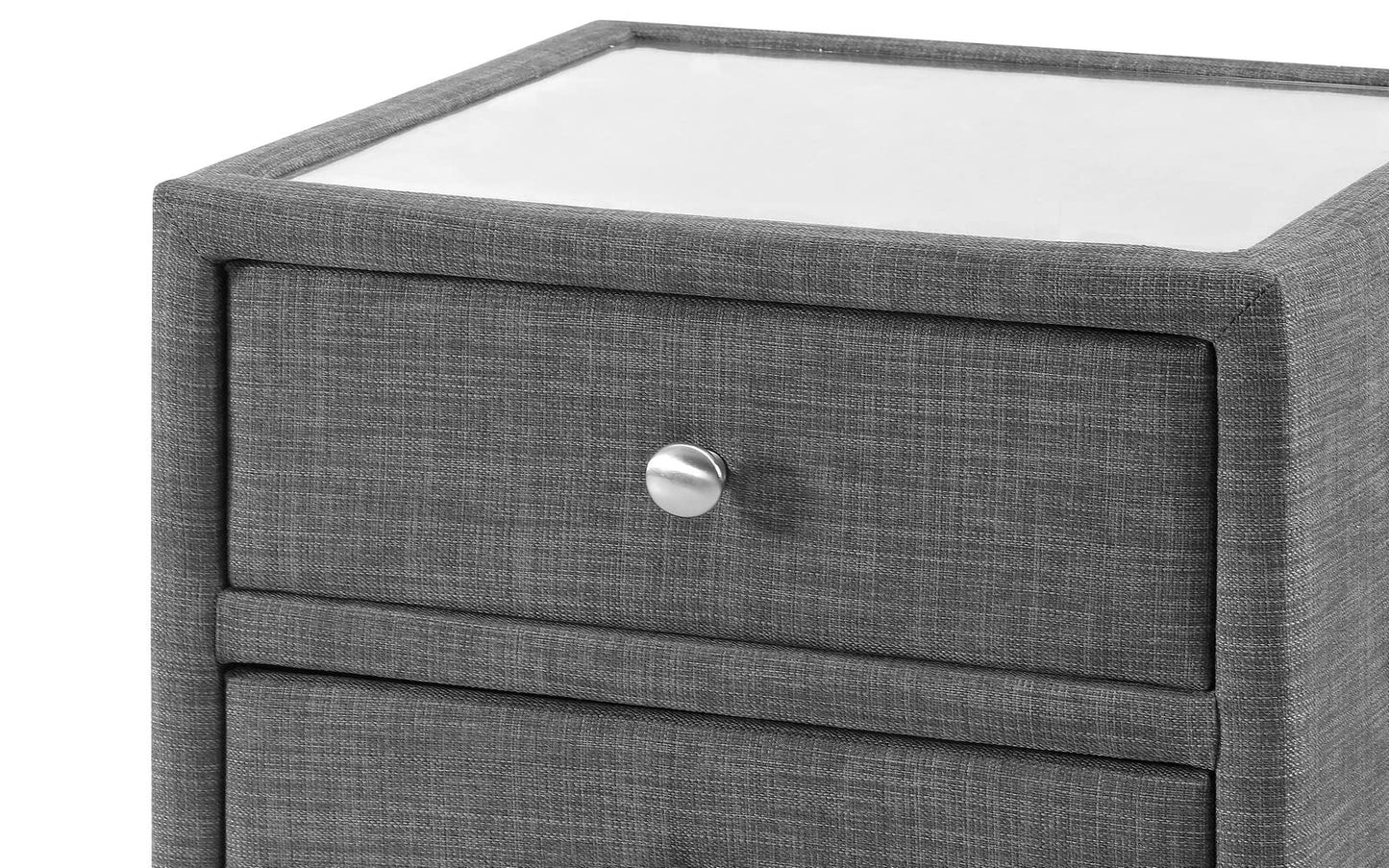 Julian Bowen Sorrento Bedside Table, 3 Drawer, Grey - H55 x W45 x D45cm