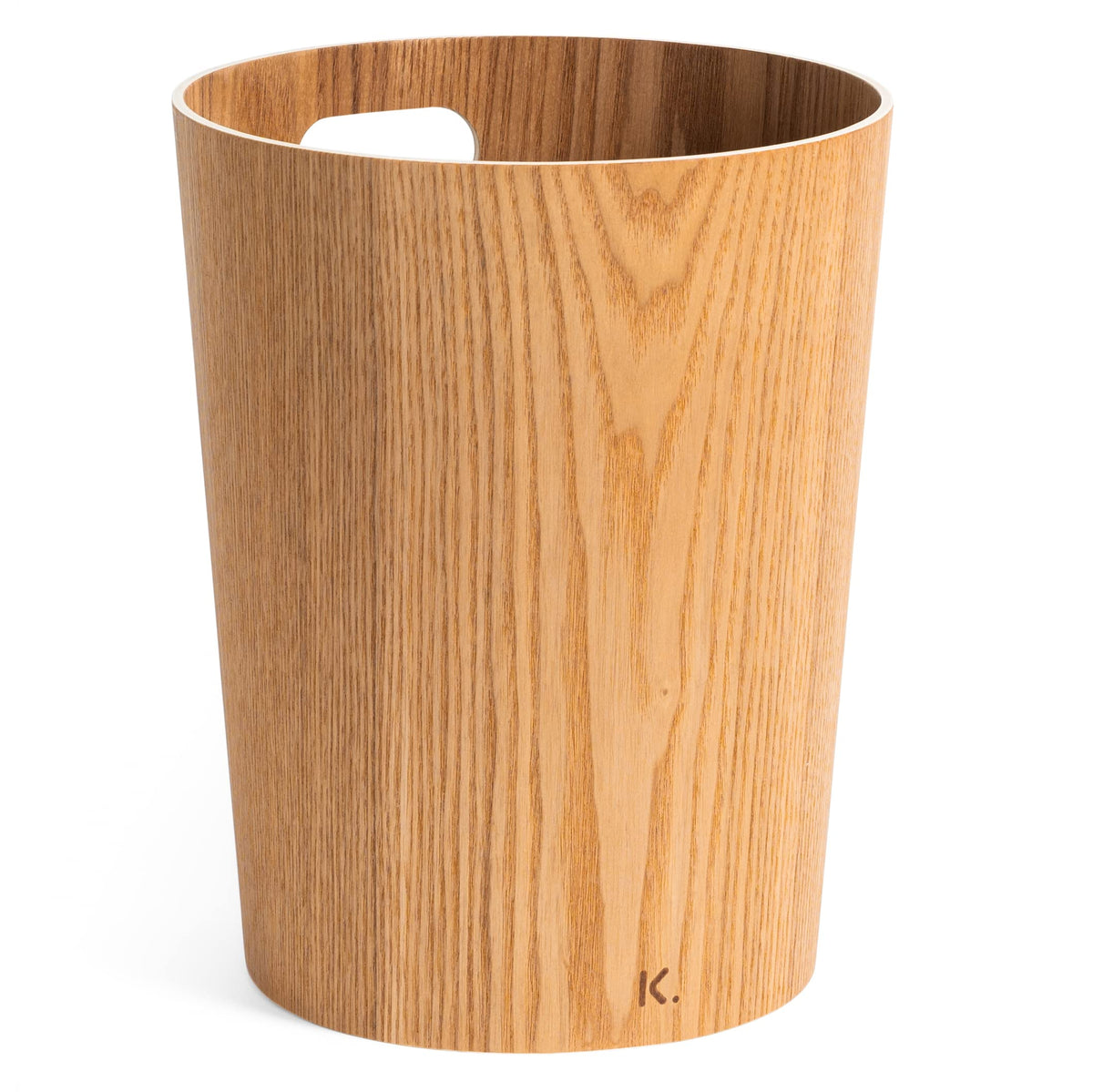 Kazai. Real Wood Waste Paper Bin Brje | Modern Wooden Paper Basket for Office, Kids' Room, Bedroom and more | 9 liters | Ash