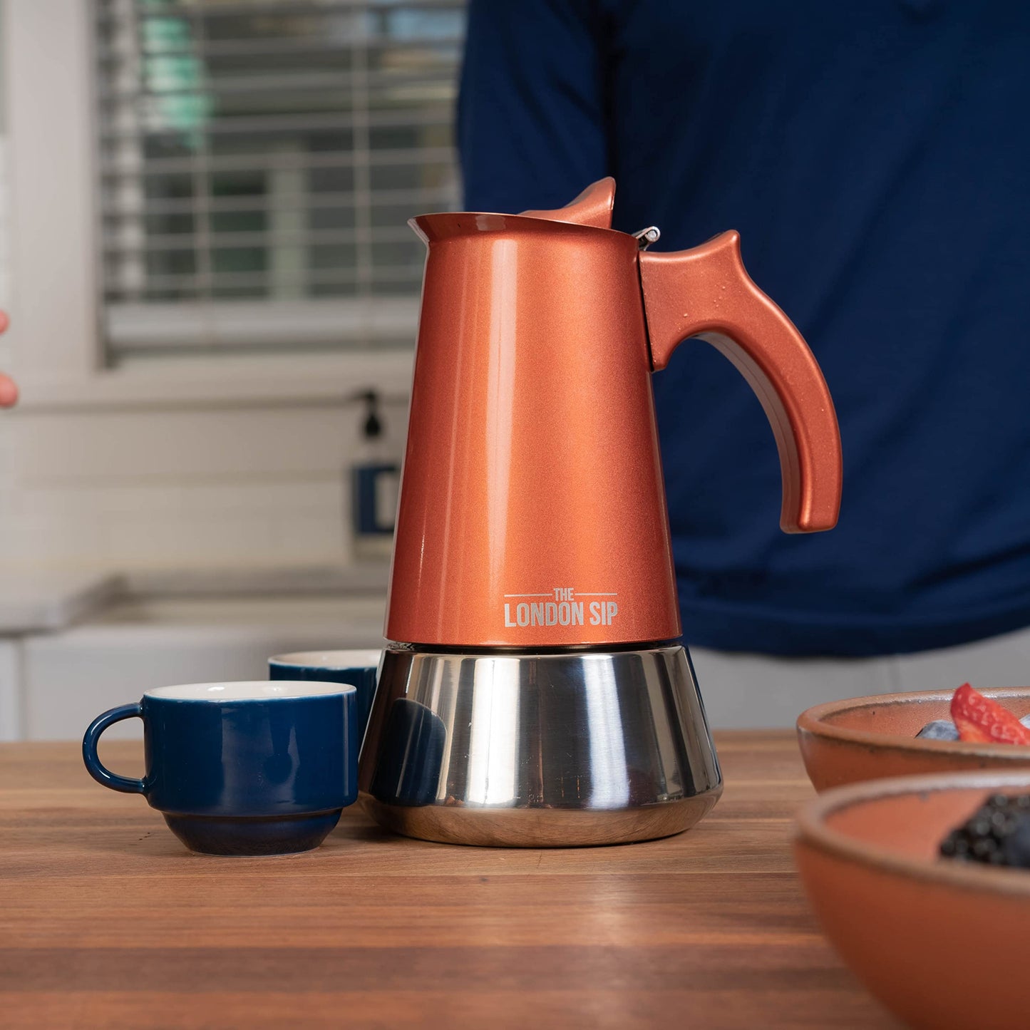 The London Sip Stainless Steel Induction Stovetop Espresso Maker - Make Cafe Quality Italian Style Coffee at Home with This Premium Moka Pot in Modern