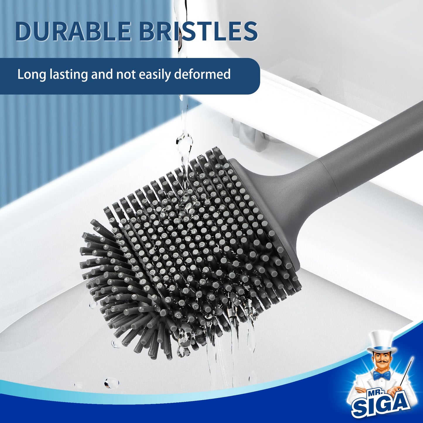 MR.SIGA Toilet Brush and Holder Wall Mounted, grey, 1 Pack