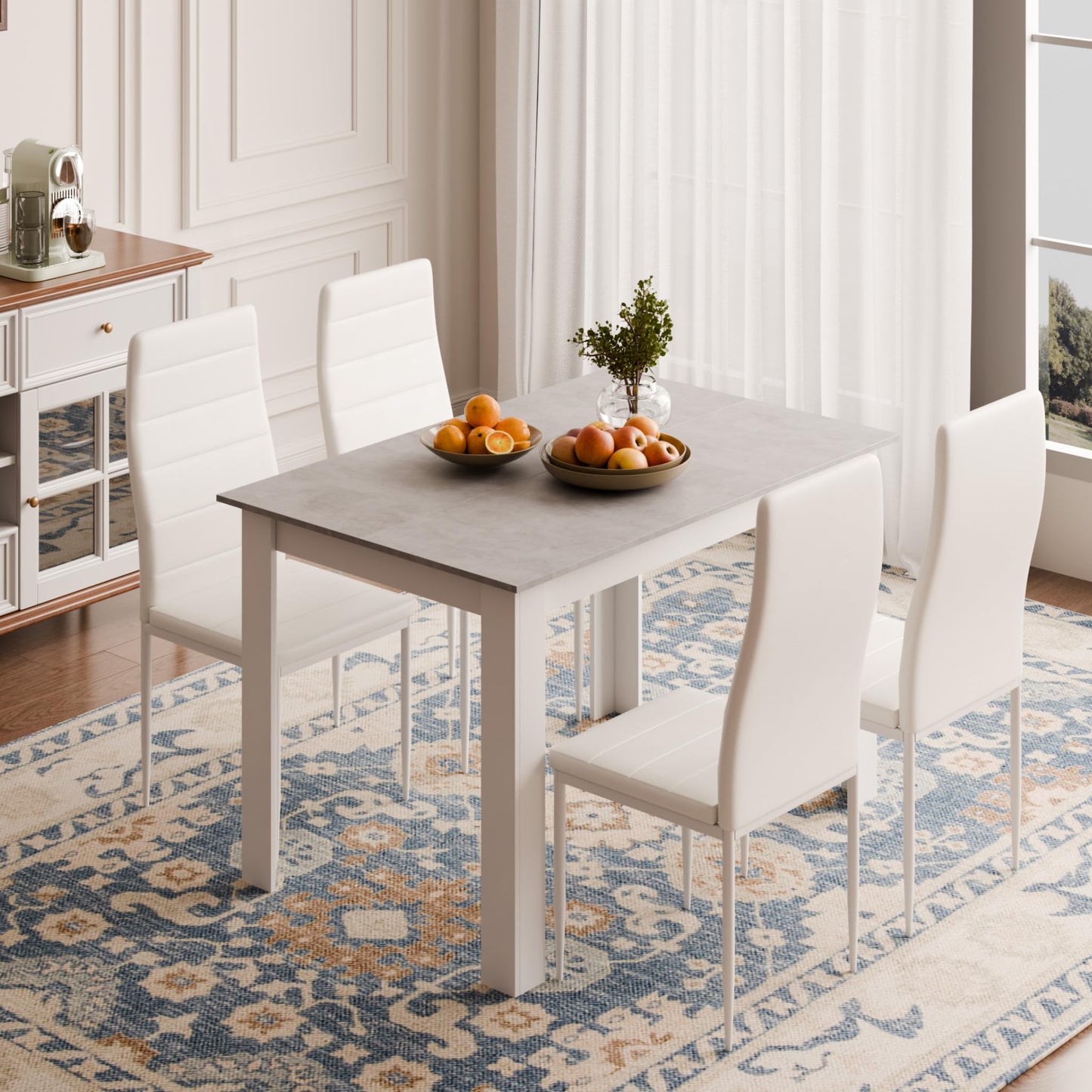 Mondeer Dining Table, Kitchen Table for 4 People, 120W x 80D x 75H cm