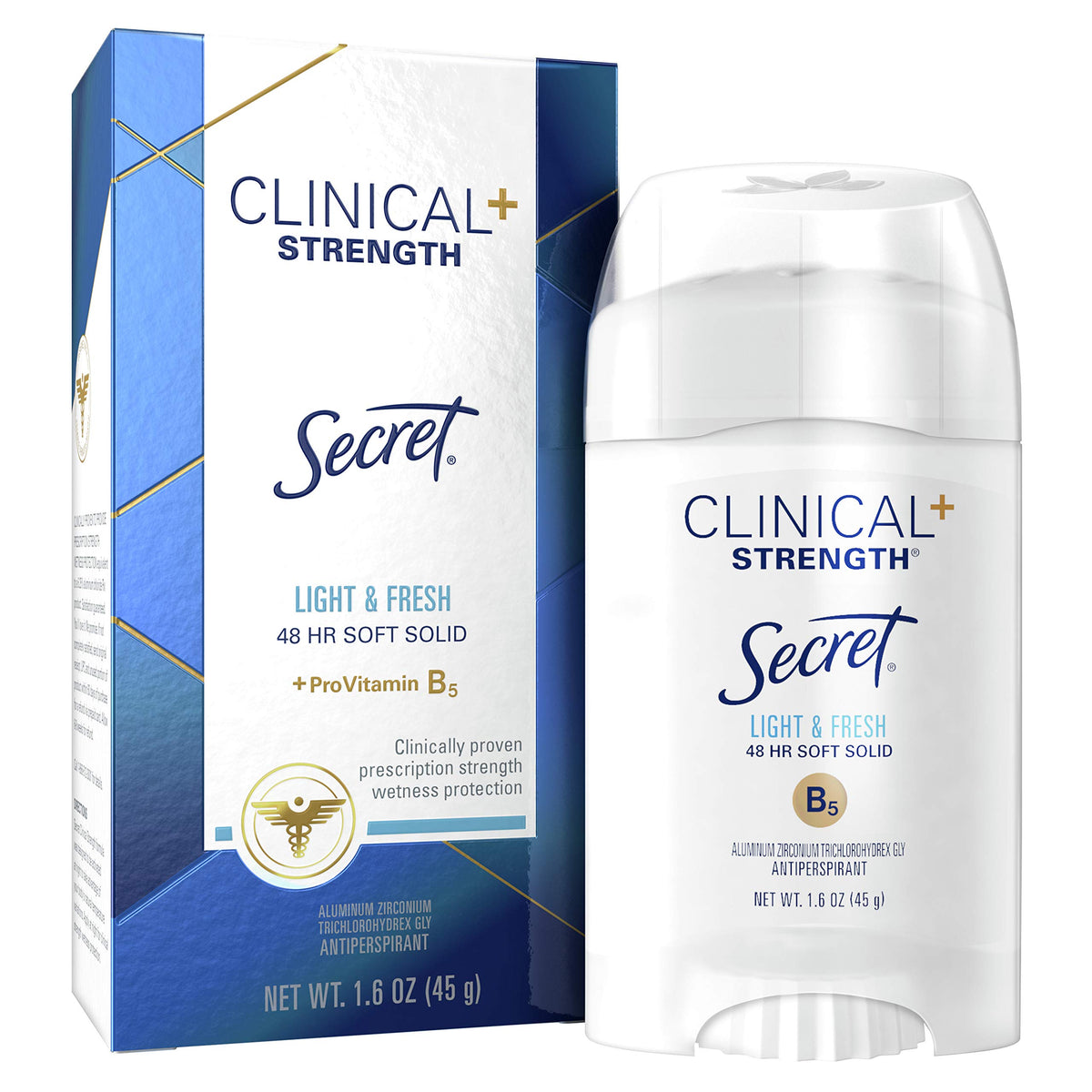 Secret Clinical Strength Anti-Perspirant Deodorant Soft Solid, Light & Fresh Scent 1.60 oz (Pack of 2)