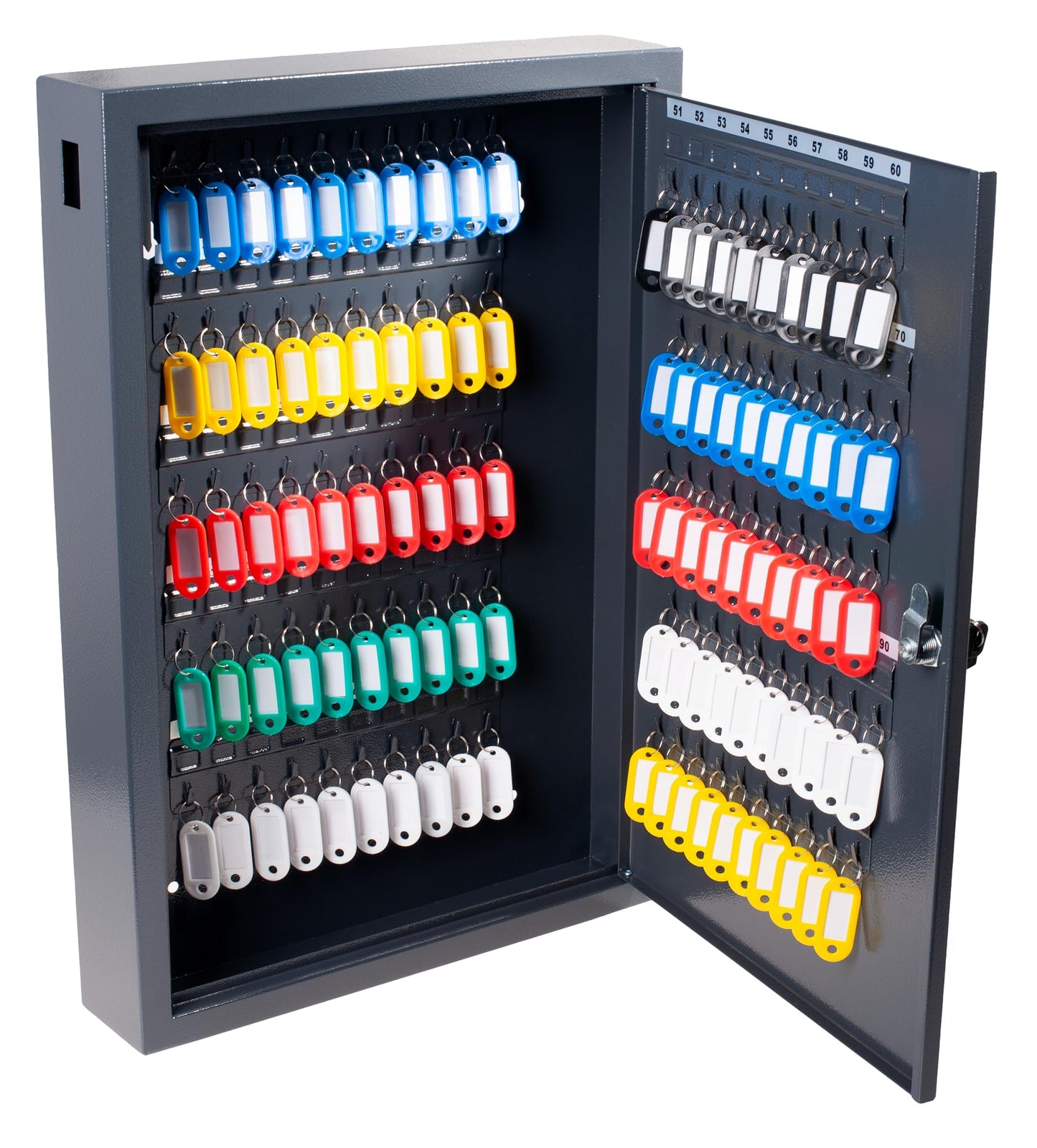 PAVO Deluxe Key Cabinet for 100 Keys, Dark Grey, 8 x 38 x 55 cm