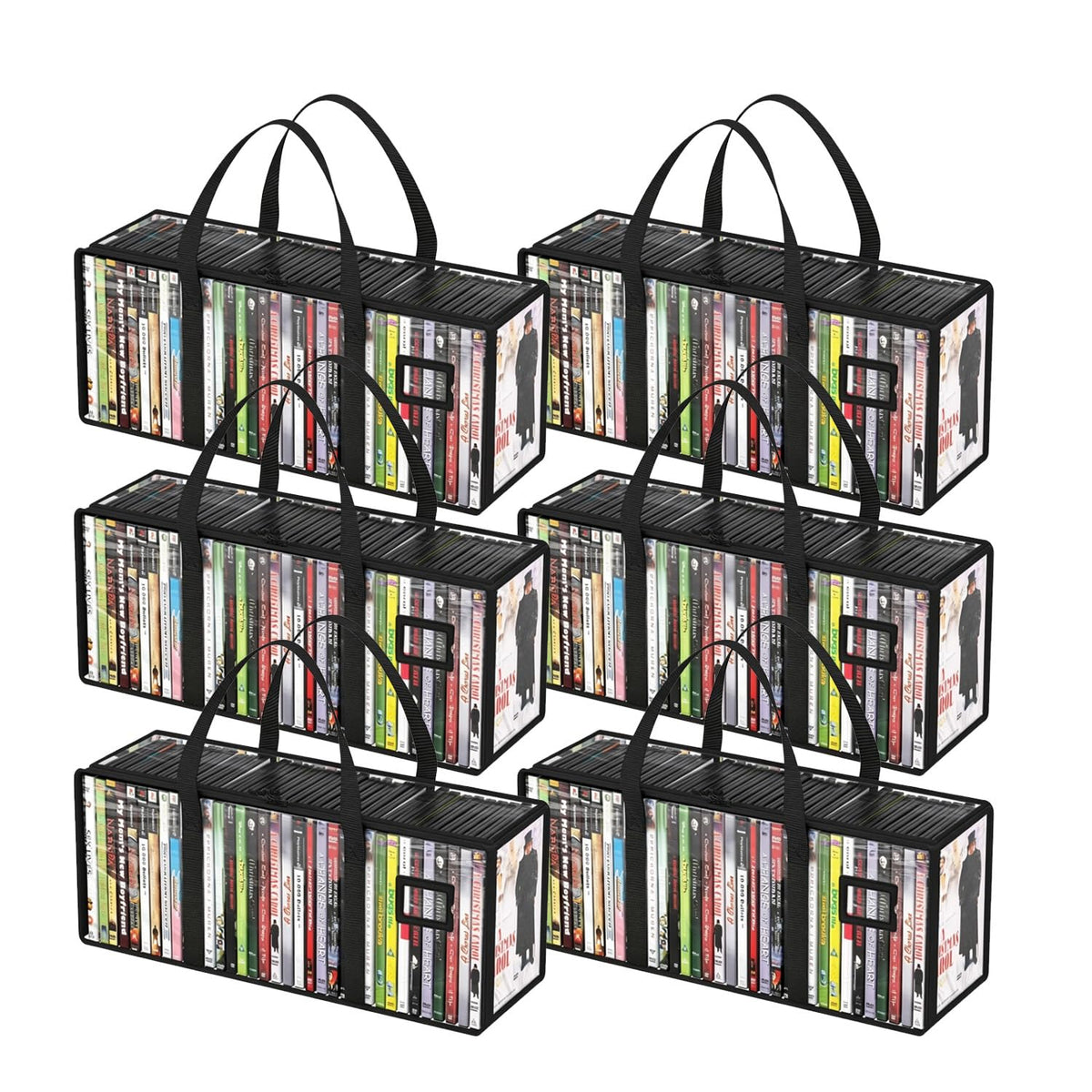 GNEGNI LIFE DVD Storage Bags, Clear PVC DVD Storage Boxes for 160 DVDs (40 Each), Portable CD Storage Boxes with Zipper & Handles