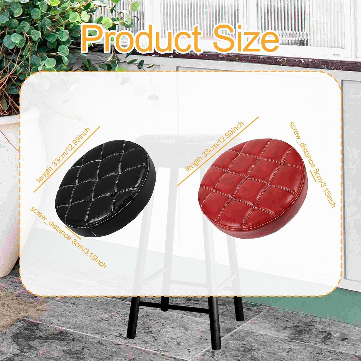 HGZLQKD Round Seat Cushion for Bar Stool Heavy Duty Seat Top Easily Installation,Bar Stool Chair Accessory,Replacement (Red)