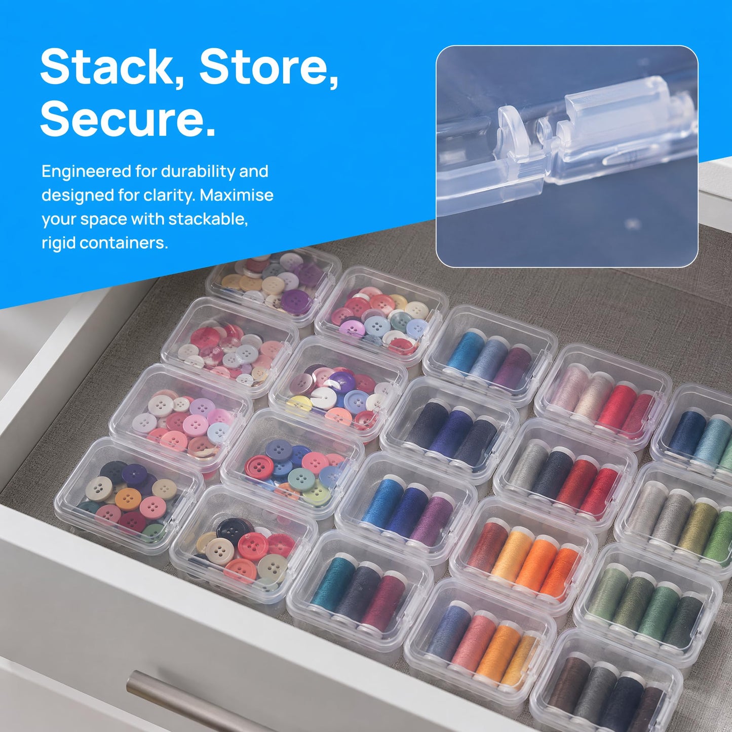 Nybrax 32 Pack Transparent Plastic Boxes, Mixed Square Storage Box with Lids, Transparent Beads Storage Containers Box