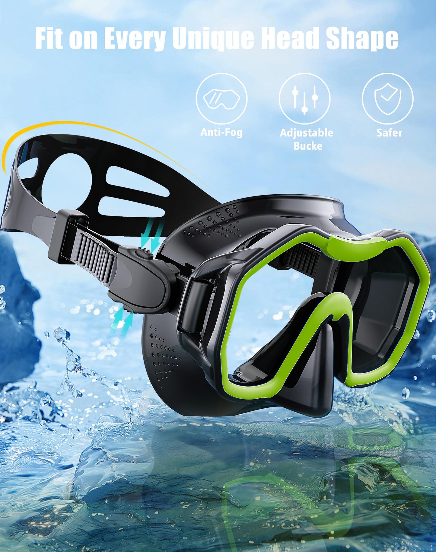 Lealinga Snorkel Set Adults 2Pack, Snorkel Mask Anti-Fog Panoramic View Diving Mask Dry Top Snorkel Kit with Travel Bag Diving Set for Snorkeling