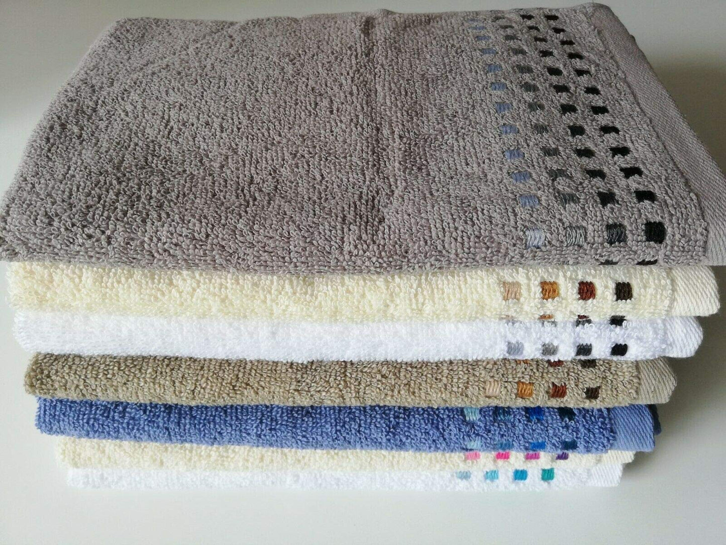 Sue Rossi Ltd 100% Portuguese Cotton Guest Towels Hand Kitchen Towel Face Cloth 30 x 50 cm Pack Of 2 (Chocolate - Cream)