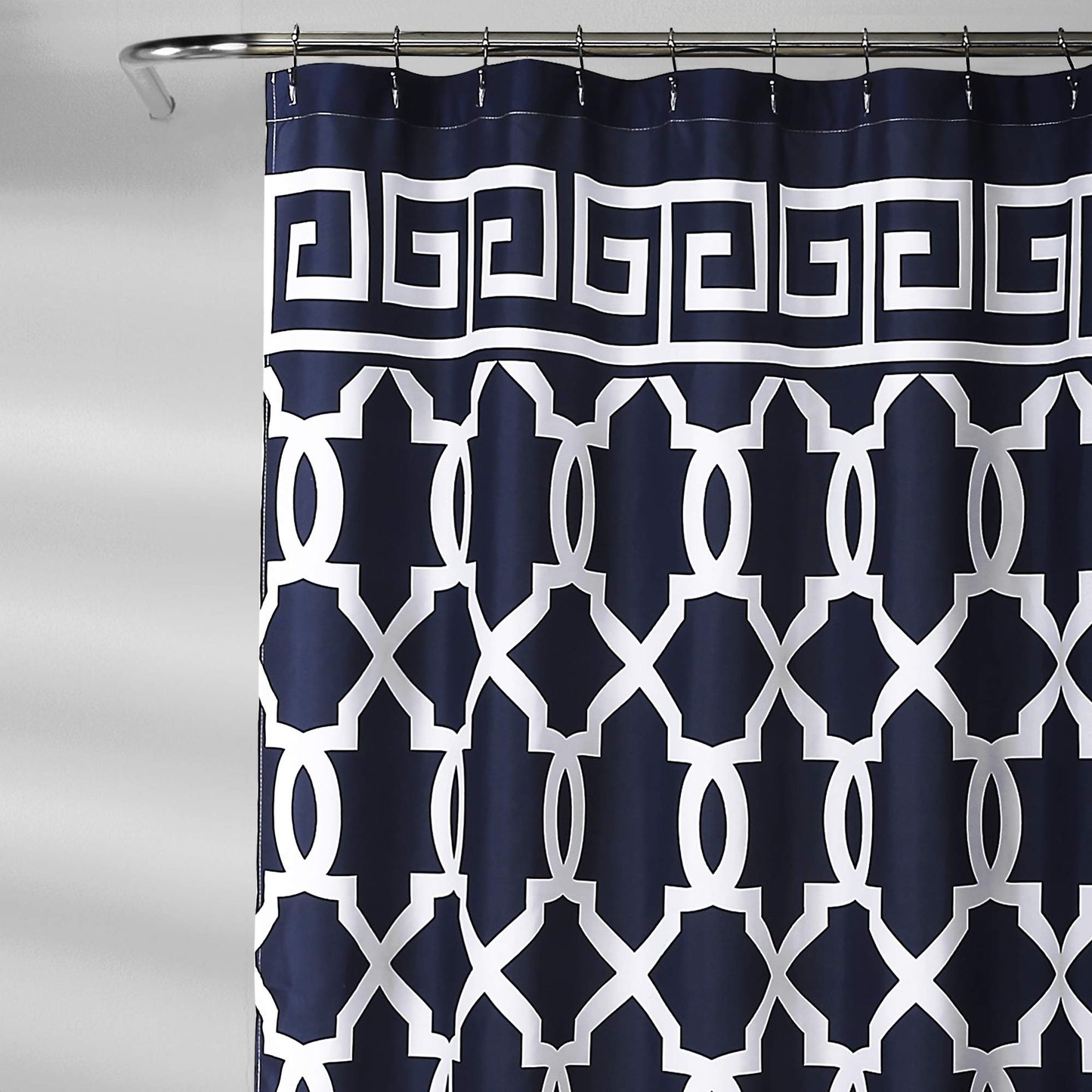 Lush Decor Navy Maze Border Shower Curtain 72X72, 72" x 72"