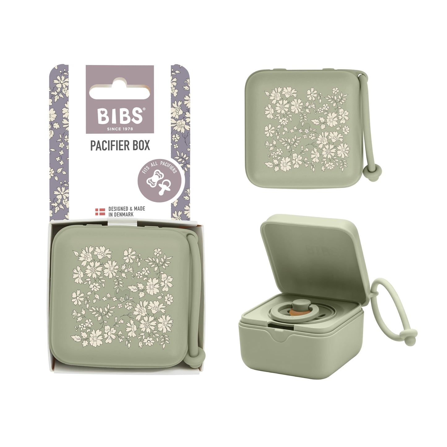 Bibs Liberty Pacifier Case with Strap, for Storing and Transporting Soothers, Can Hold up to Three Dummies, 100% BPA Free Food-Grade Material