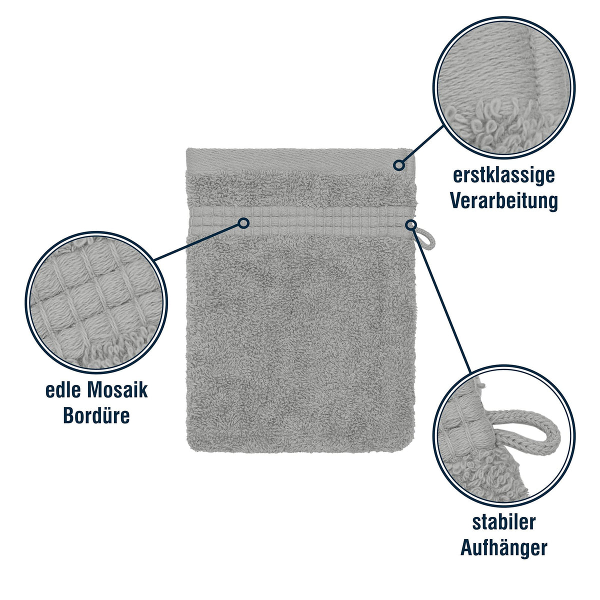 Merana Rome Washcloth Set Absorbent Soft and Lint- Terry Wash Gloves Luxury Quality Heavy Organic Cotton 590 GSM