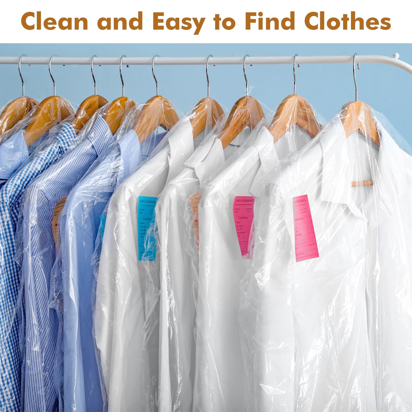 Hejo 30 Pack Plastic Clothes Covers, 60x120cm Clear Clothes Bags Hanging