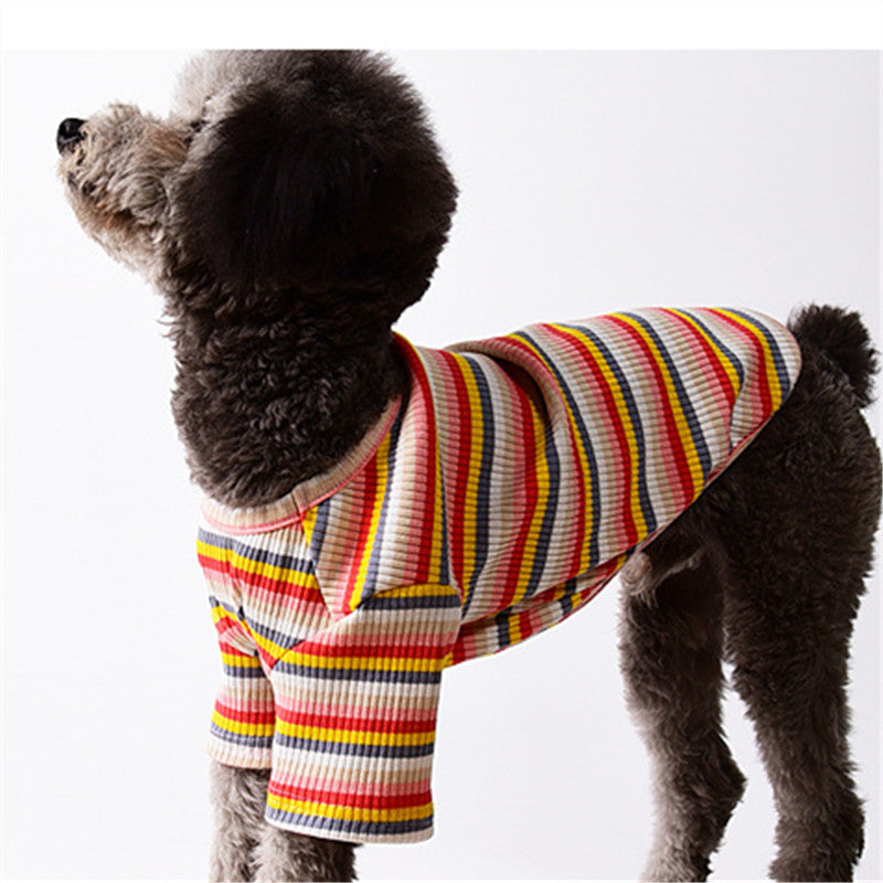 Summer Thin Cotton Breathable Striped T-shirt For Dogs And Cats
