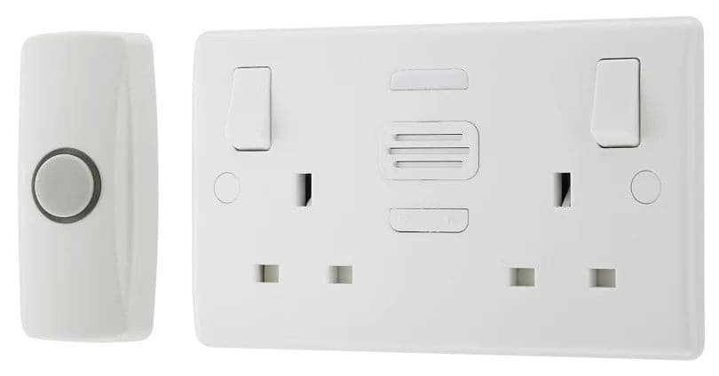 British General Nexus Double Switched 13A Power Socket with Door Chime - White