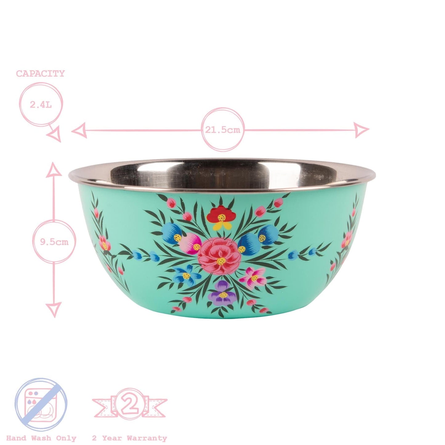 Pansy 21.5cm Stainless Steel Picnic Bowl