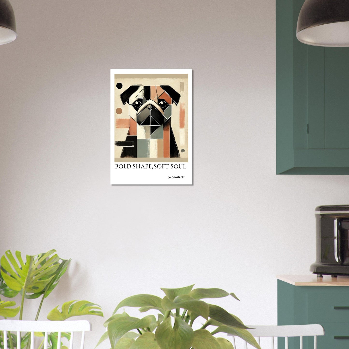Modern Abstract Pug Poster – Geometric Dog Wall Art | “Bold Shape, Soft Soul”