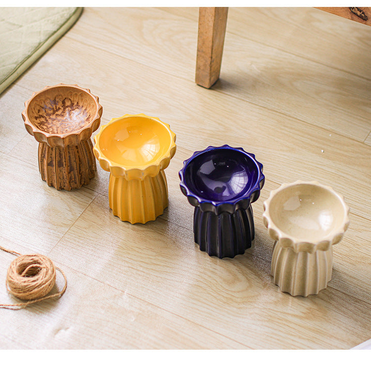 Ceramic tall cat bowl
