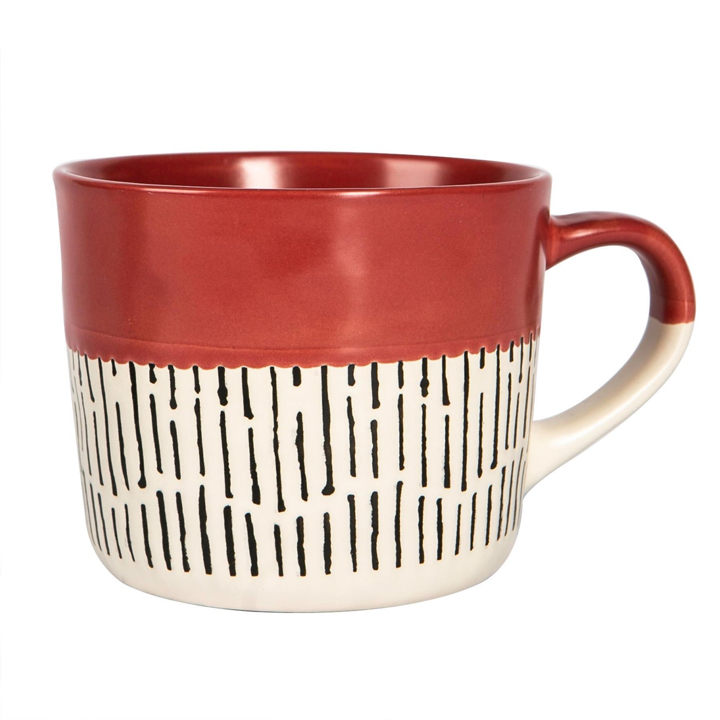 450ml Red Colour Block Dash Stoneware Coffee Mug