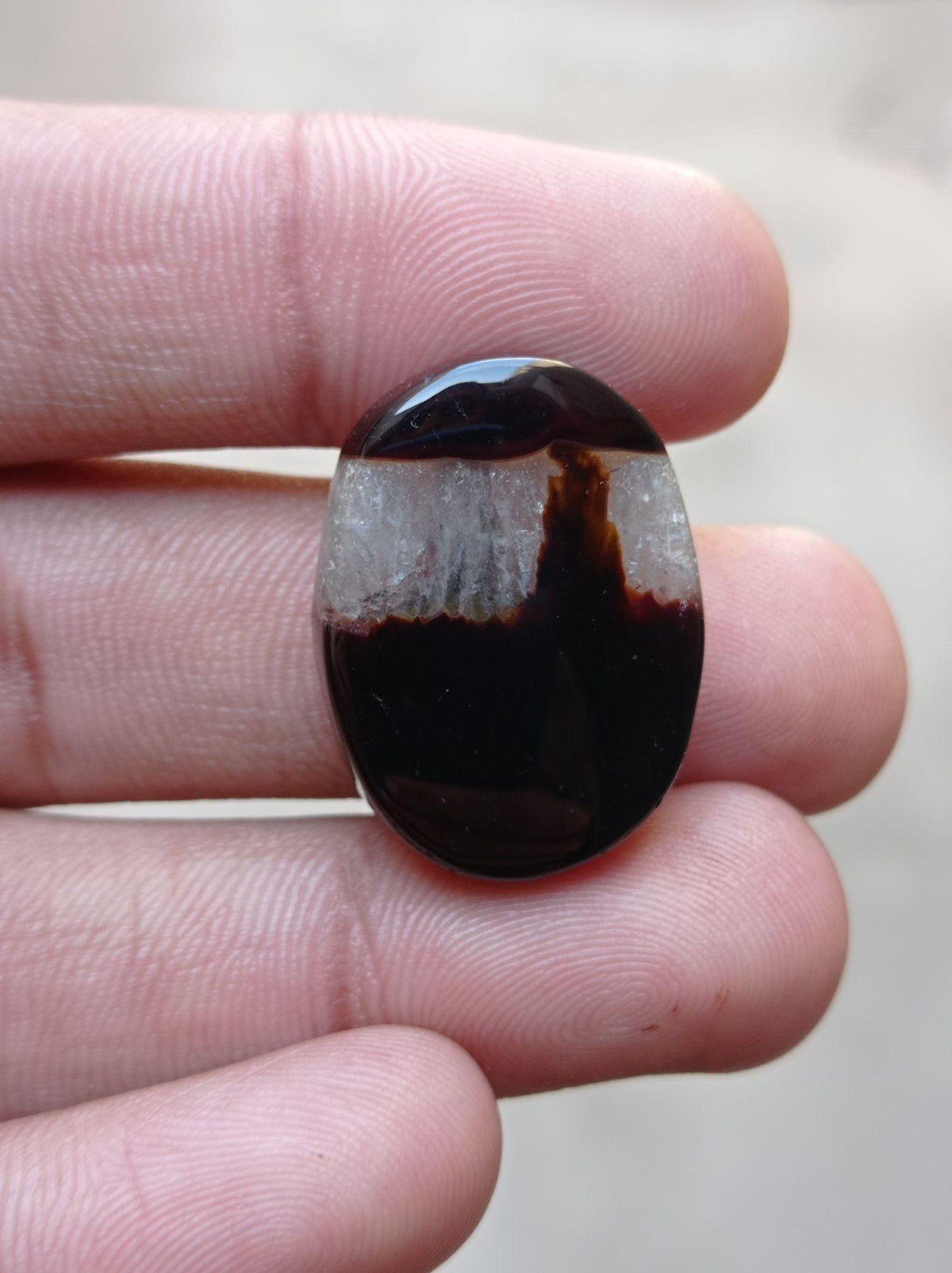 36.2ct Black/White Quartzite Agate - Sulaimani Aqeeq - 28x21x7mm