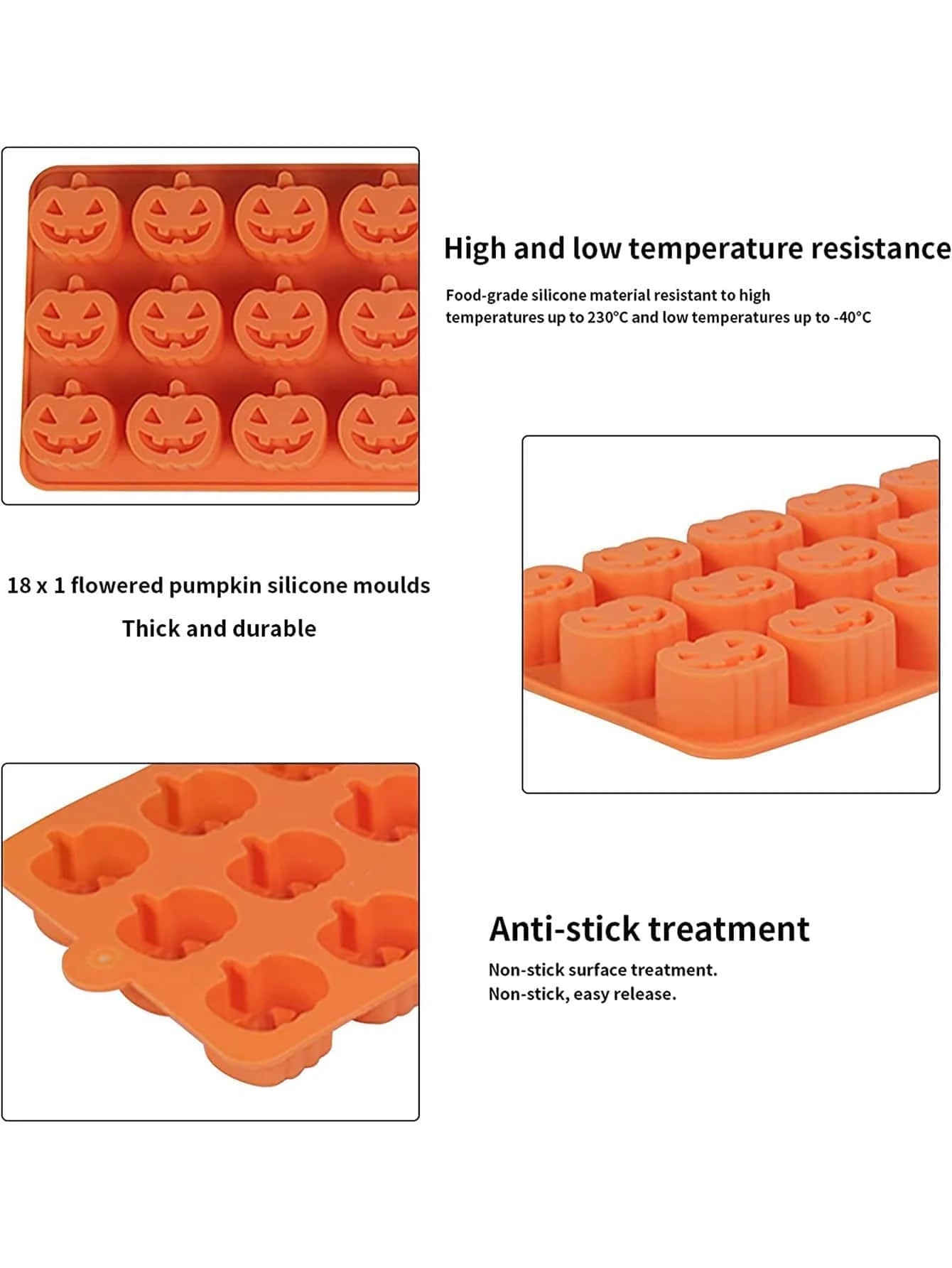 1Pc Mini Funny Pumpkin Silicone Chocolate Mold Orange Pumpkin Shape Halloween Mold for Gummy Cake Candy Jelly