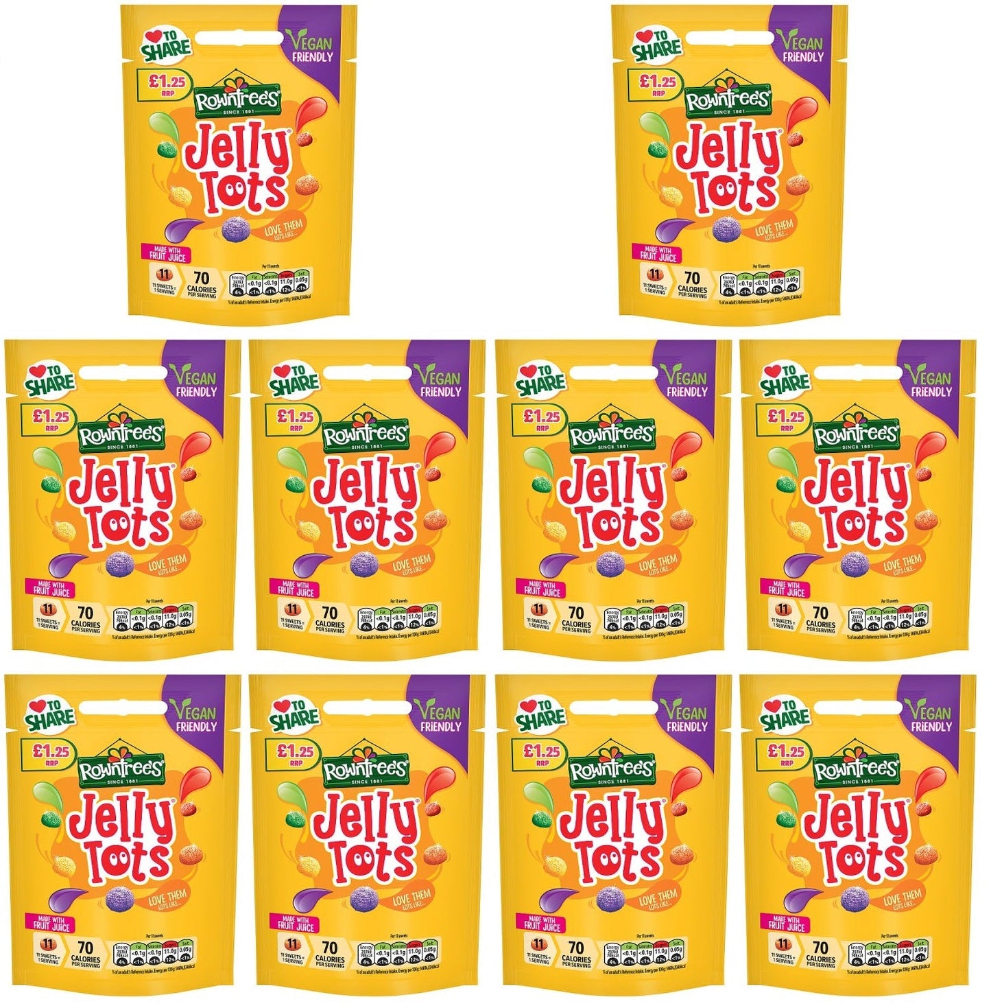 10 x Rowntrees Jellytots Pouch - 120G