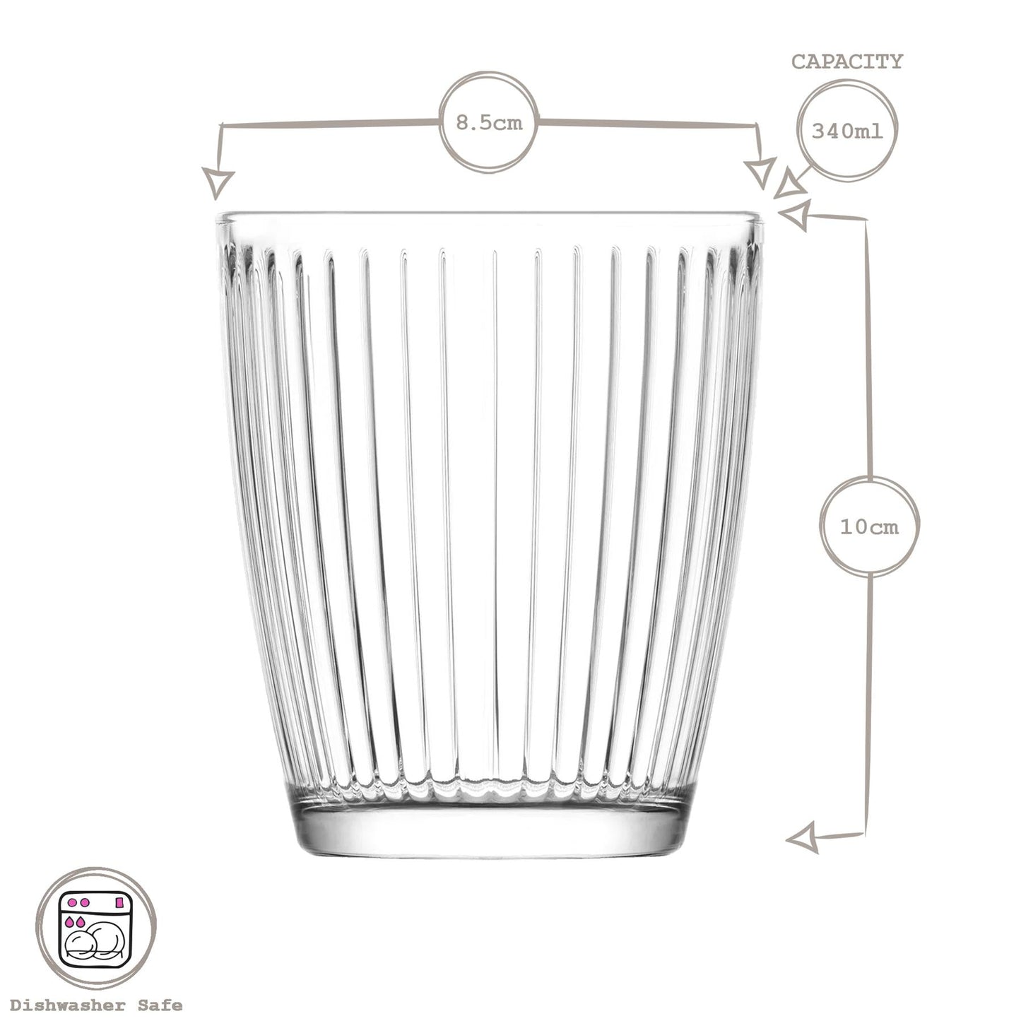 340ml Hestia Glass Tumblers - Pack of 6