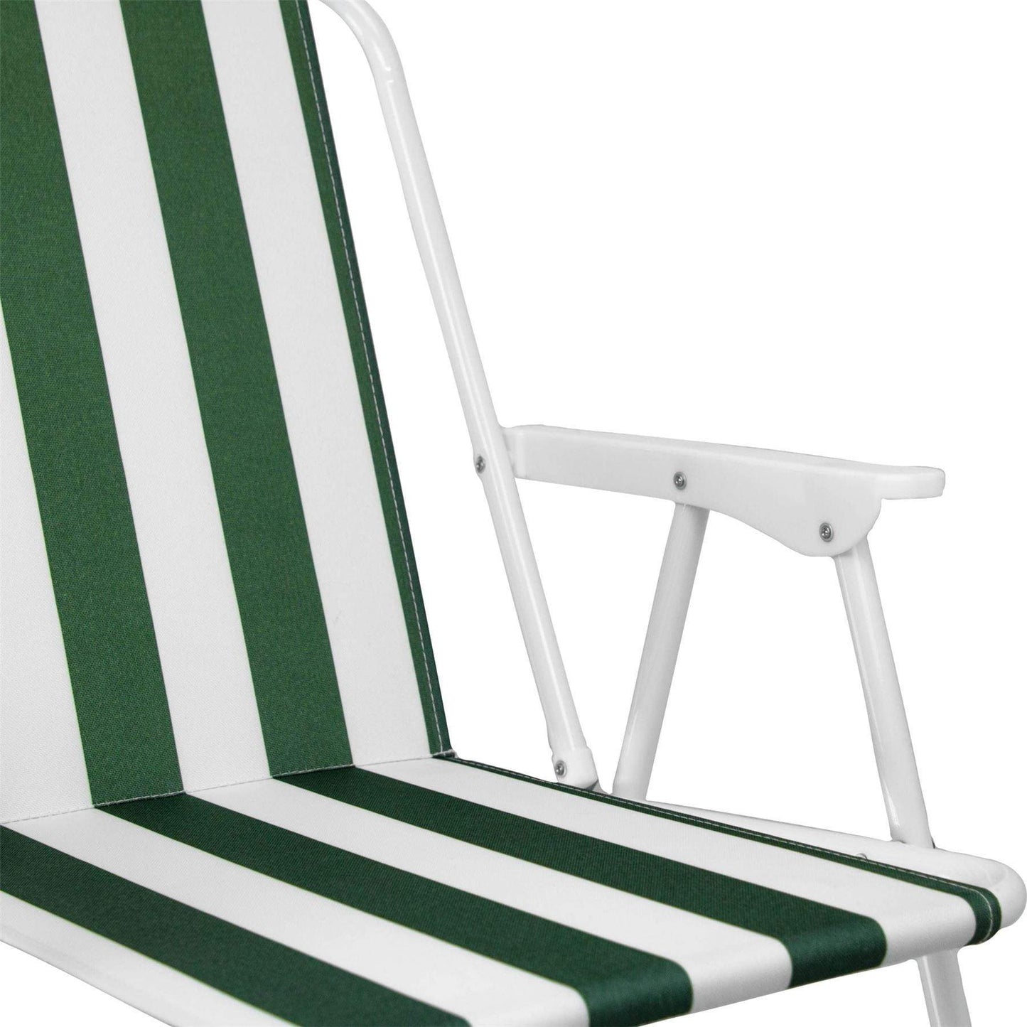 Green & White Folding Metal Beach Chair