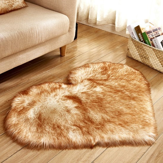Heart Shaped Fluffy Rug - Non-Slip Plush Living Room Carpet Decor