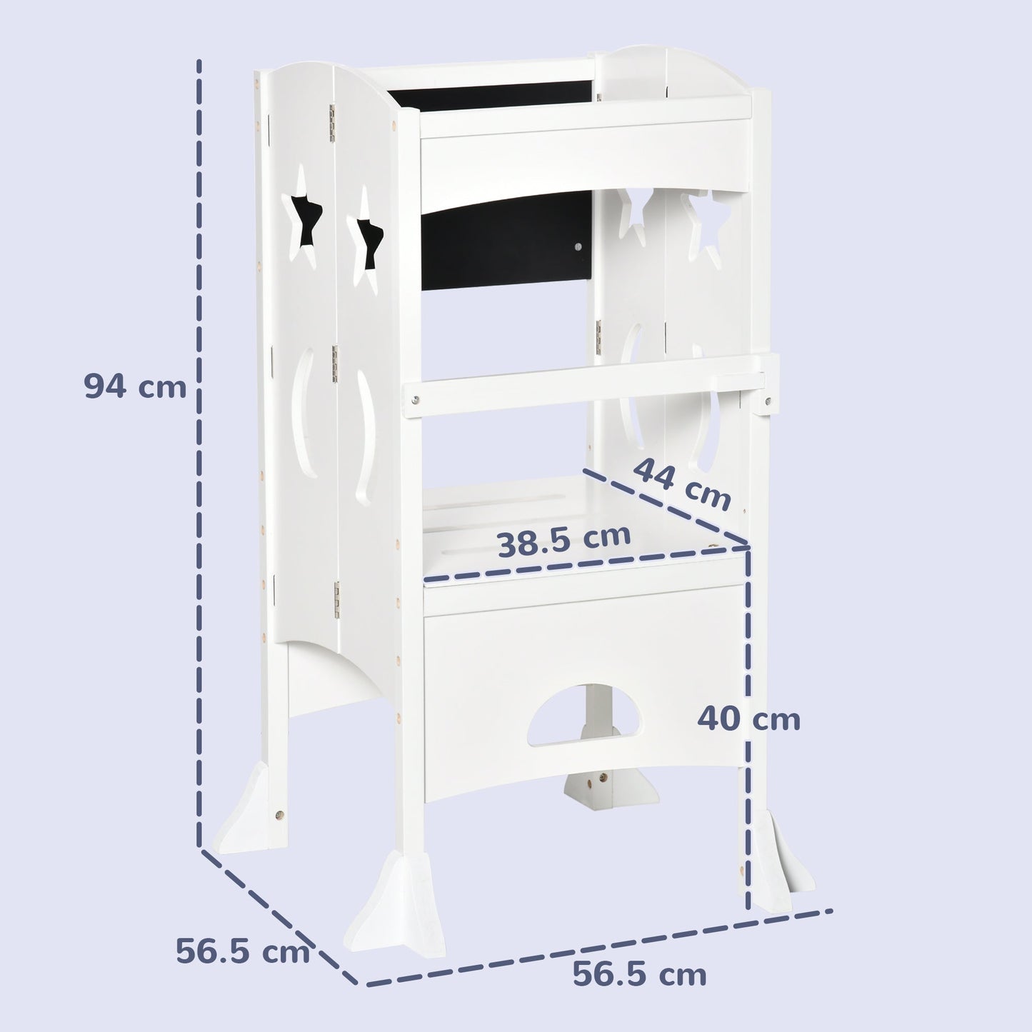 HOMCOM Kids Step Stool Toddler Kitchen Stool with Blackboard Lockable Handrail