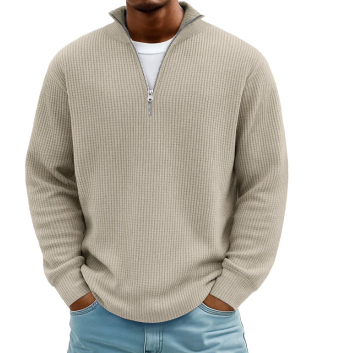 Men's Hoodie Waffle Knit Pullover