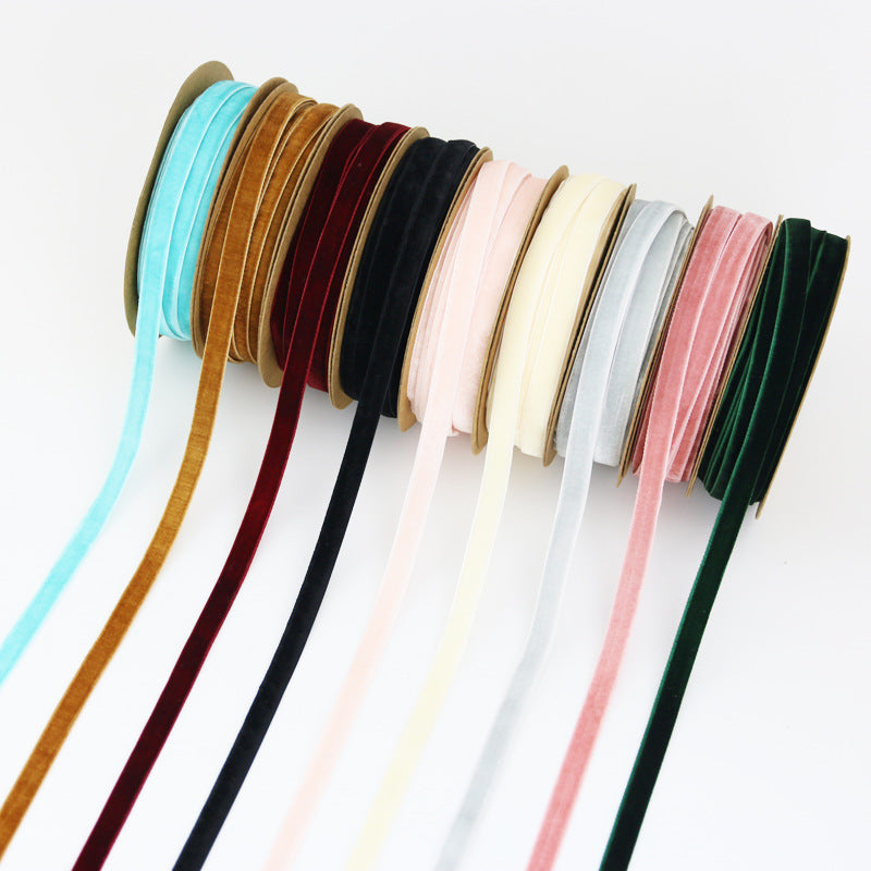 1cm Flocking Ribbon Velvet Band Single-sided Holiday Decoration