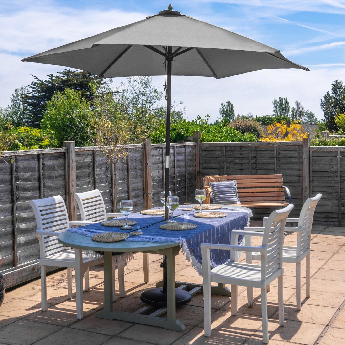 2.7m x 2.5m Wooden Garden Parasol