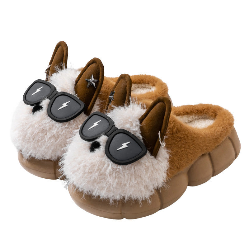 Women's Thick-soled Non-slip Cute Puppy Cotton Slippers