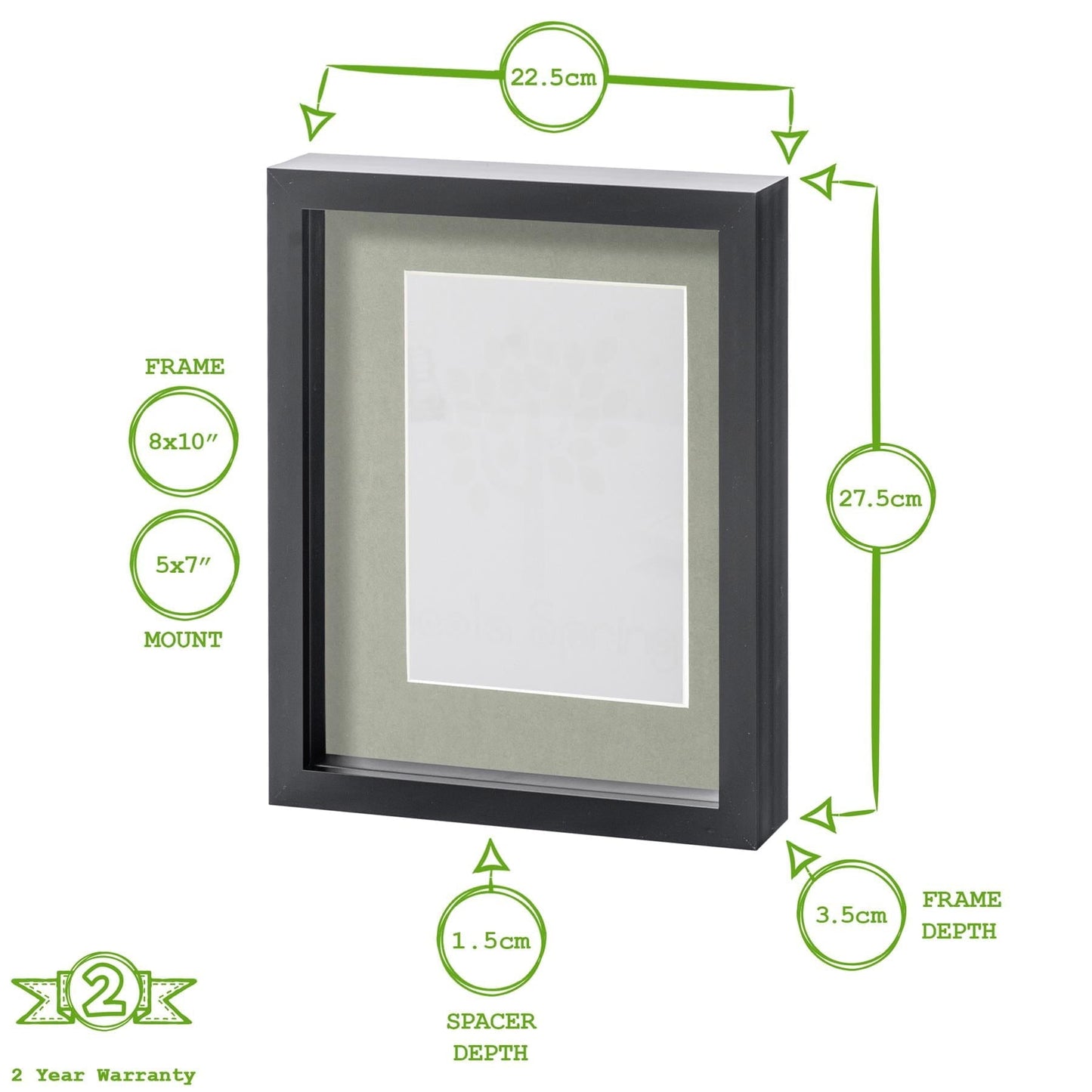 8" x 10" White 3D Box Photo Frame with 5" x 7" Mount