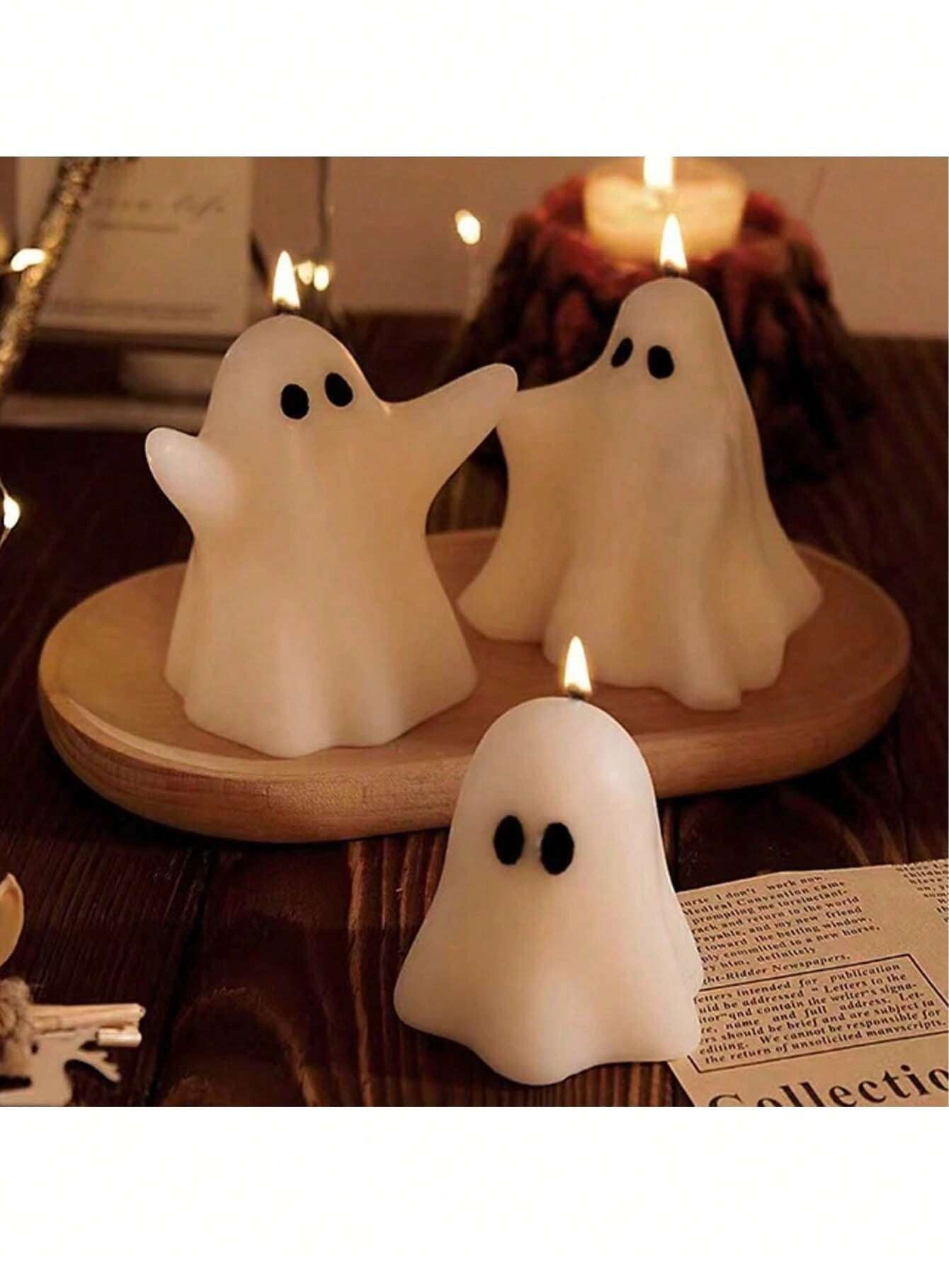 1Pc Ghost Wax Candle - Smokeless Hand-Poured Wax Candle, Suitable for Home Decor, Tabletop Accents, Gift Boxes, Thanksgiving, Halloween Party Decorations, Atmosphere Fragrance Candle Fall Autumn