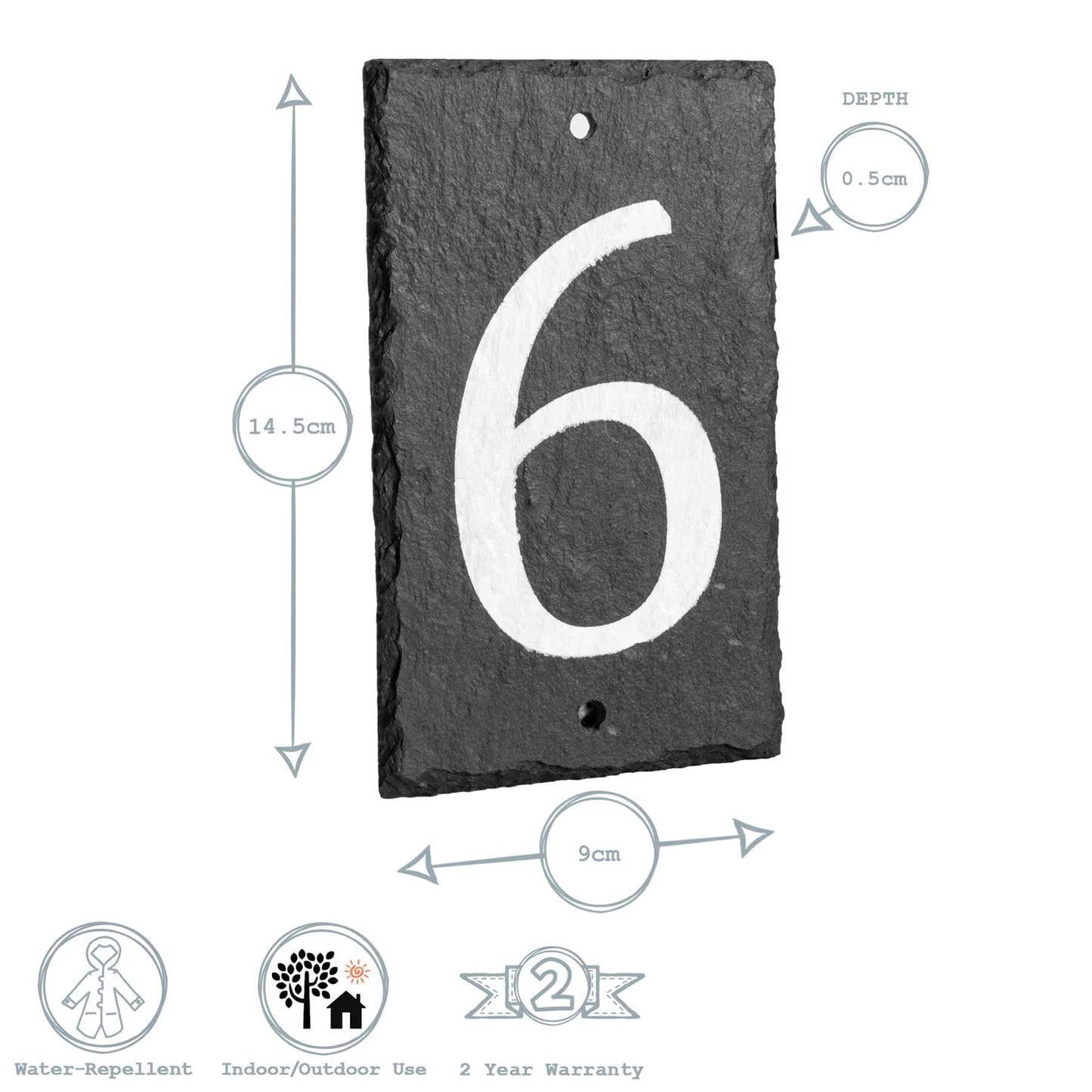 Number 6 Slate House Sign
