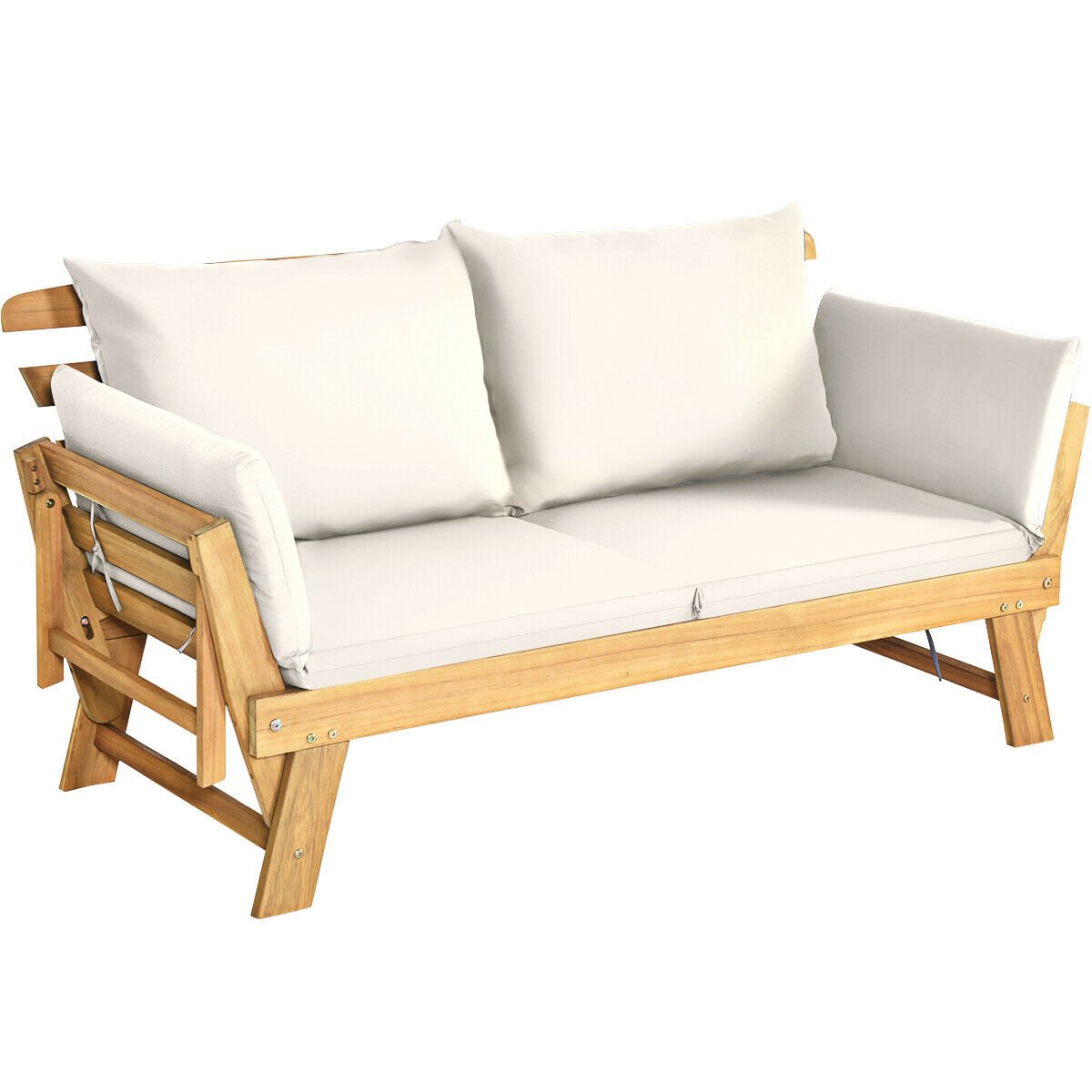 3 in 1 Convertible Cushioned Loveseat Lounger Couch with Pillows-Grey