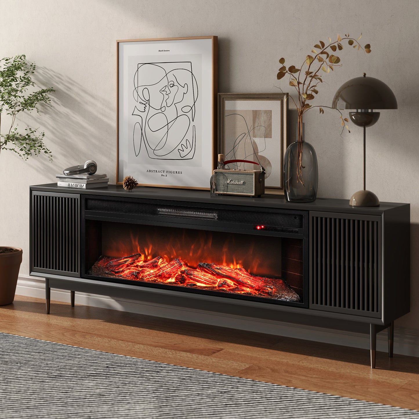 86 cm 5000 BTU Recessed Electric Fireplace Insert with Remote Control