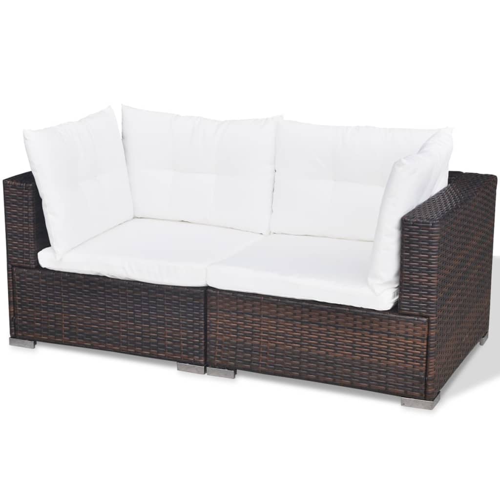 Outdoor Patio 5 Piece Poly Rattan Garden Furniture Lounge Set Corner Sofa With Cushions